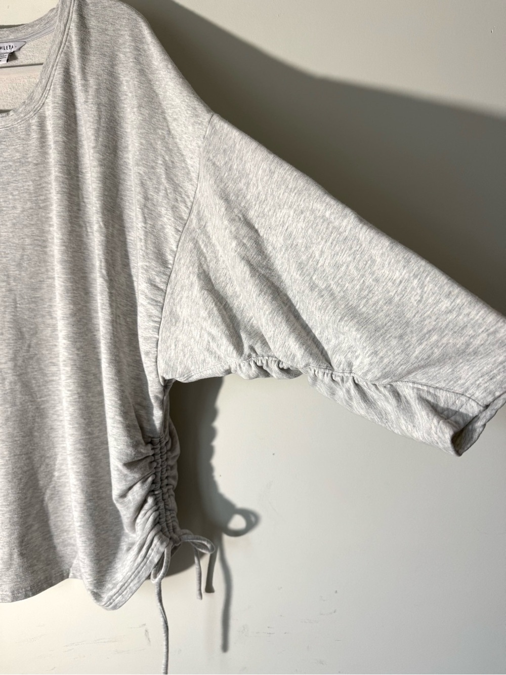 Athleta Lombard Ruched Side Tie Sweatshirt gray Sz 3X - Picture 4 of 11